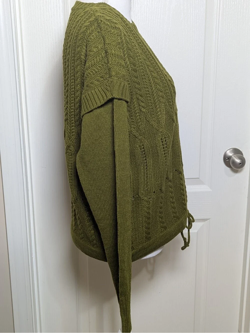 Workshop Knit Sweater Boho Olive Green Women's Size Medium Long Sleeve Pullover